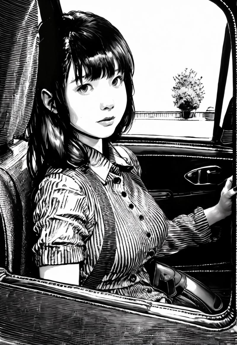 01835-3755703633-banhua, girl, car, street,  newyork,   _lyco_banhua-000004_1.0_,best quality,masterpiece, Monochromatic printmaking,.png